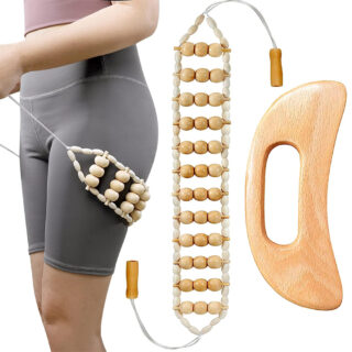 Rouleau de massage en bois et sa poignée gua sha