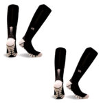 Photo de deux paires de chaussettes de compression montantes noires