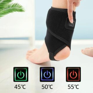 Chevillère appareil anti-douleur arthrose chauffant. Trois sigles pour montrer différentes températures de chauffe.