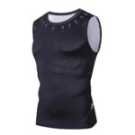 T-shirt compression homme sans manches inspiré du costume de Black Panther.