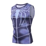 T-shirt compression homme sans manches inspiré du costume de de Spider-Man de l'univers Marvel.