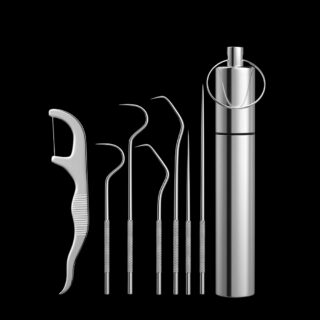 Kit nettoyeurs de dents avec design de crochets sur fond noir