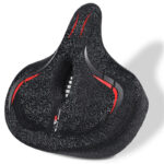 Selle vélo anti douleur douce avec motifs sur fond blanc