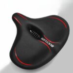 Selle vélo anti douleur épaisse et imperméable sur fond blanc et gris