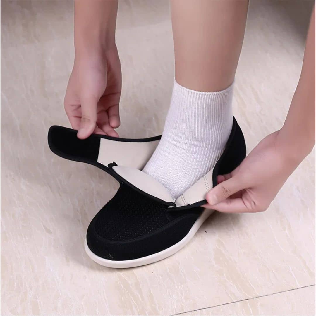 Baskets Orthopédiques Femme à Enfiler - Coussin D'air, Semelle Plateforme 4,5 Cm, Confort Pieds Larges