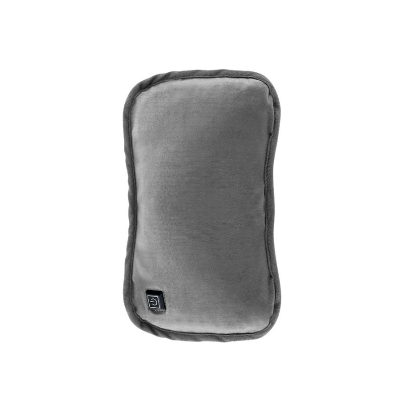 Coussin chauffant électrique anti-douleur pratique et compact gris sur fond blanc