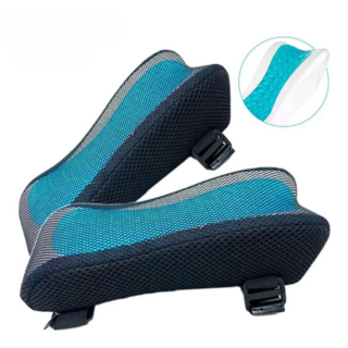 Lot de deux accoudoirs ergonomiques pour chaise de bureau, sur un fond blanc.