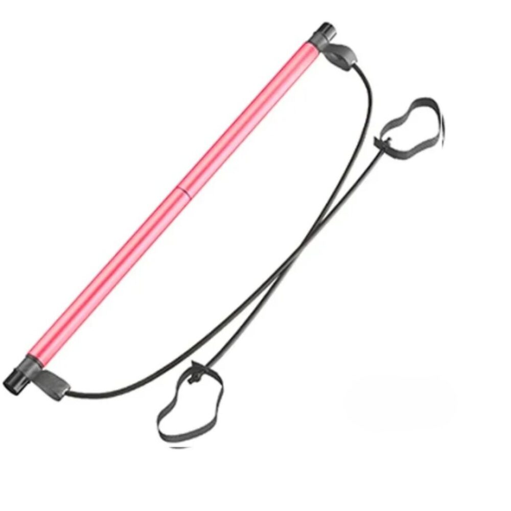 Barre de yoga rose pour sport à la maison sur fond blanc