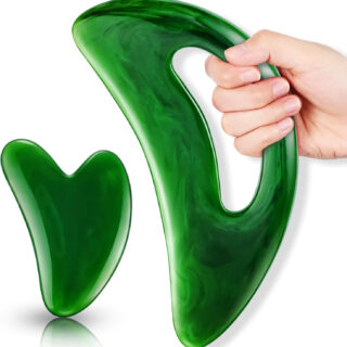 Lot de 2 accessoires de massage Gua Sha sur fond blanc