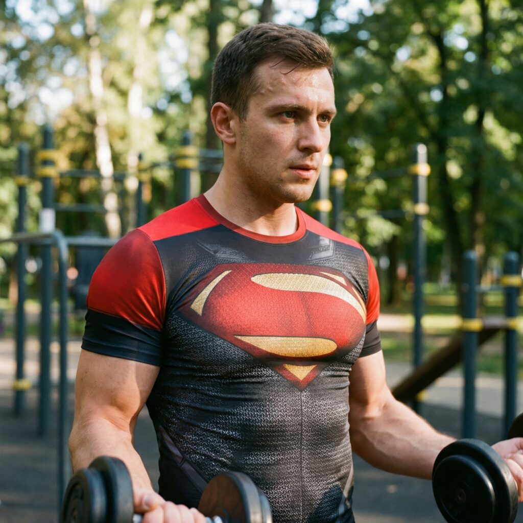 T-shirt compression fitness Superman – musculation et sport lifestyle