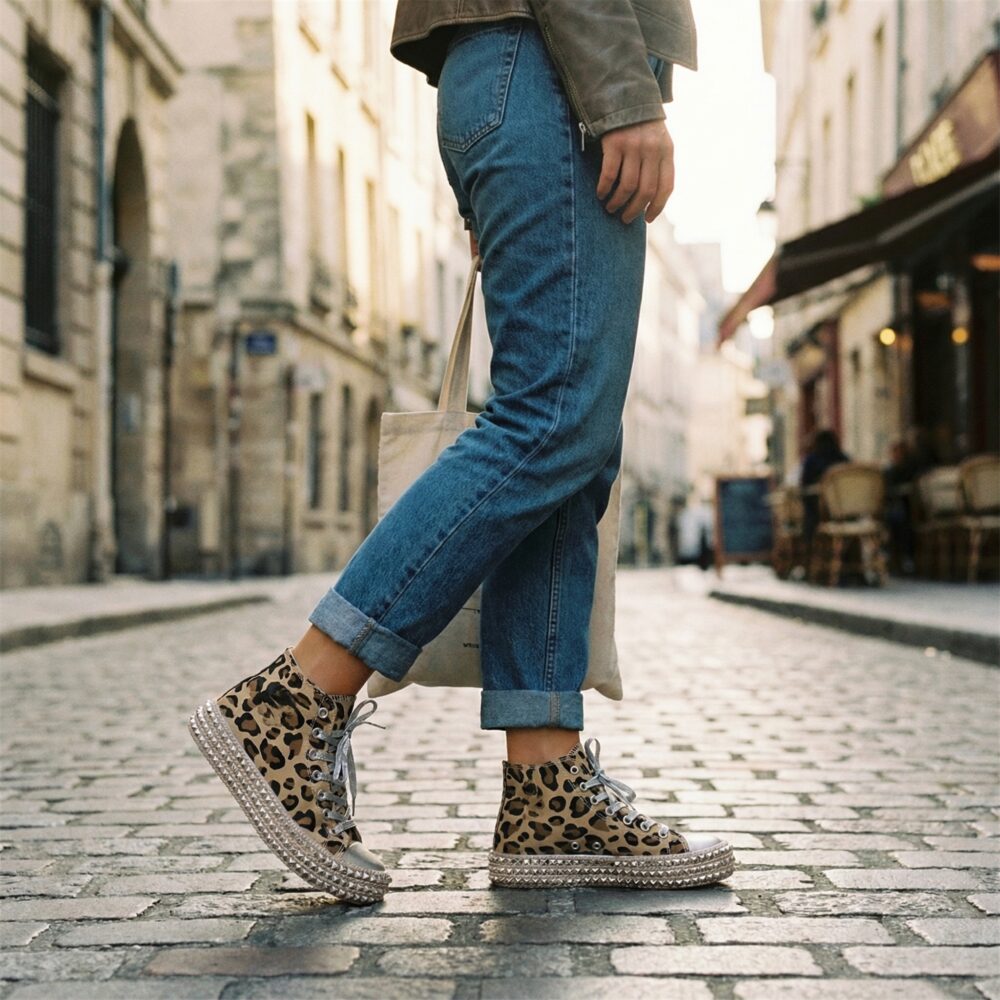 Baskets orthopédiques femme montantes style léopard lifestyle