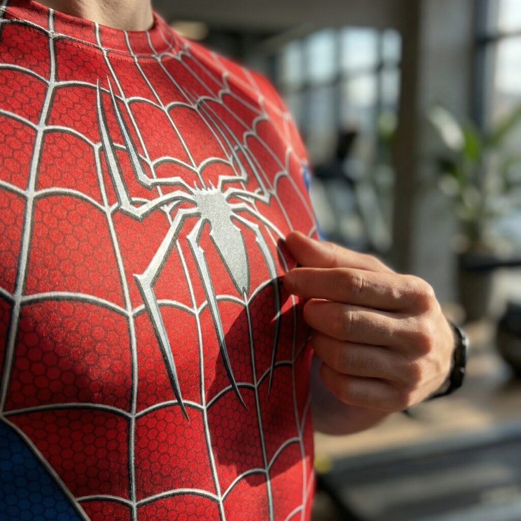T-shirt compression Spider-Man à col rond pour homme detail