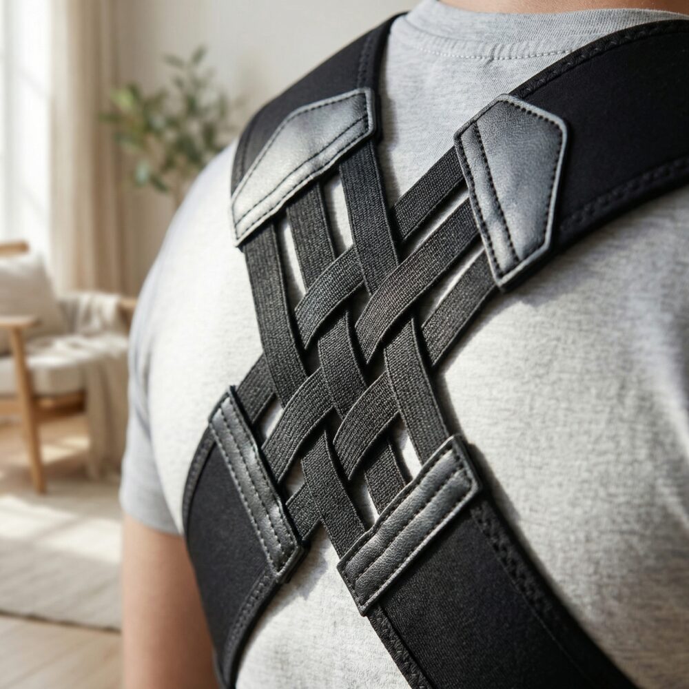 Corset orthopédique noir dos croisé unisexe 3