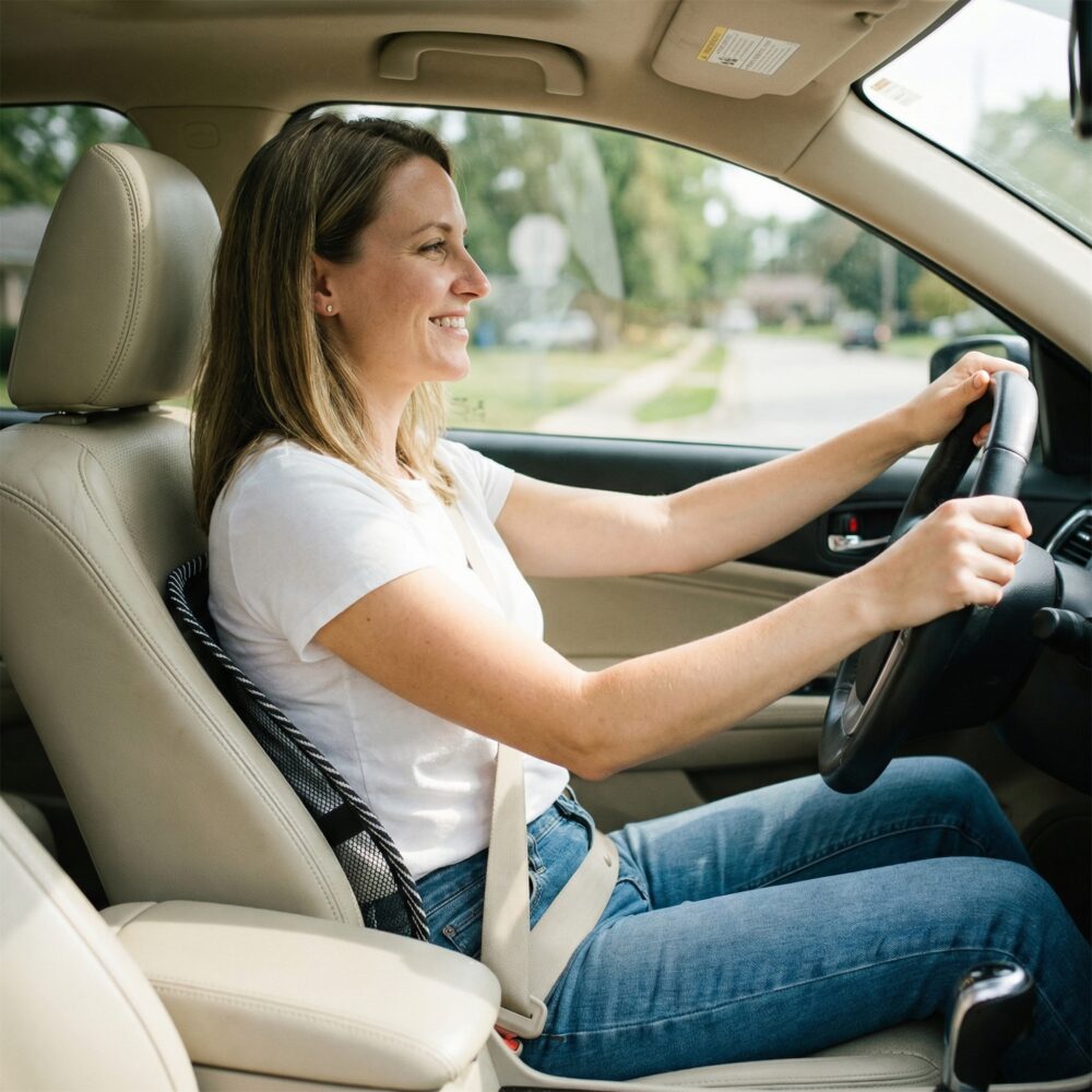 Coussin orthopédique pour soulagement du dos en voiture 2