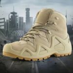 Paire de chaussures orthopédiques homme beiges et montantes de style militaire 5