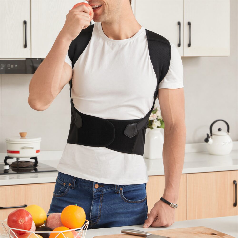 Corset orthopédique noir dos croisé unisexe 7