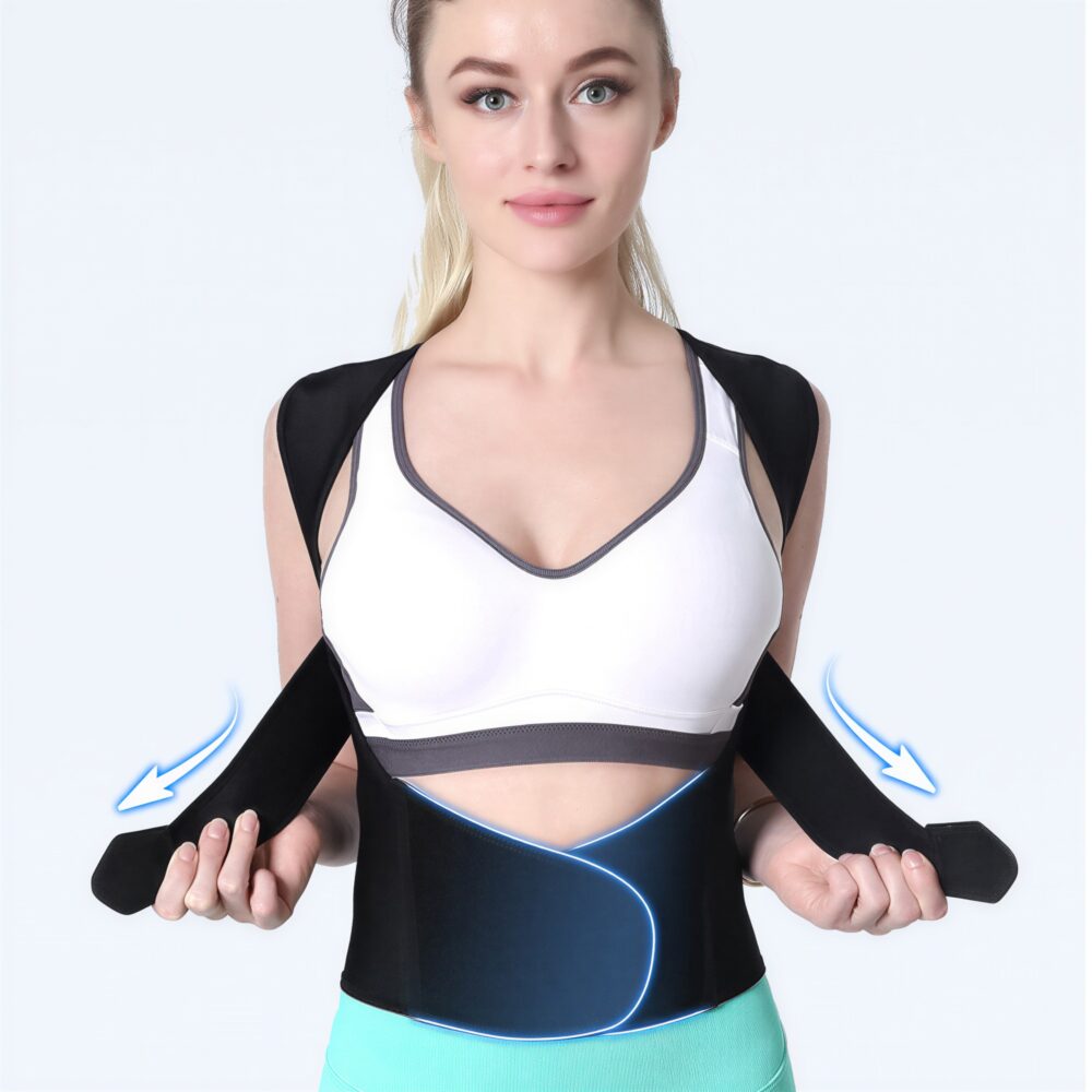 Corset orthopédique noir dos croisé unisexe 6