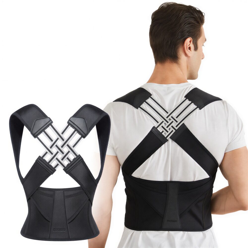 Corset orthopédique noir dos croisé unisexe 4