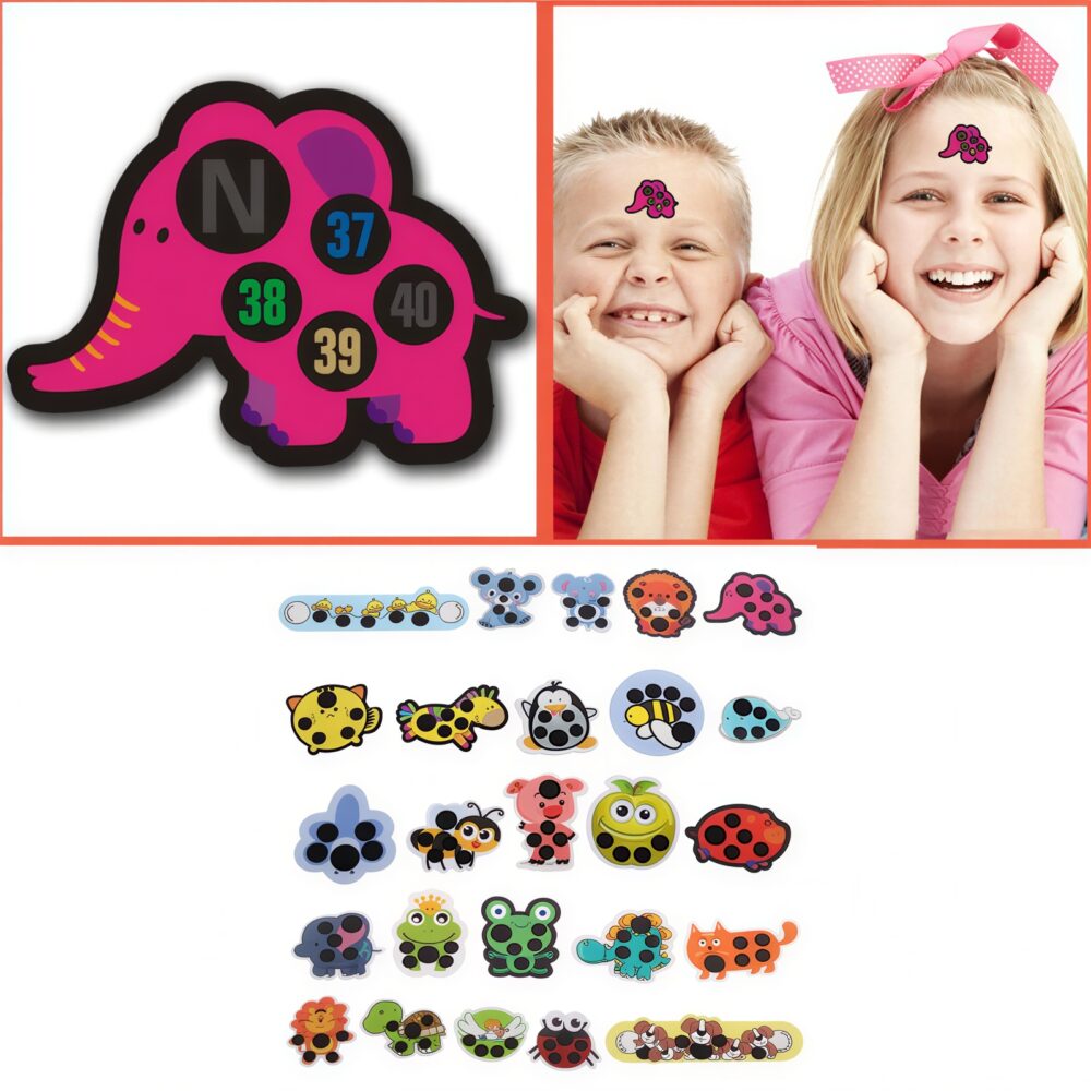 Lot de 5 thermomètres frontaux autocollants mignons pour enfants 7