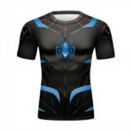 T-shirt compression noir Spider-Man à col rond pour homme 1