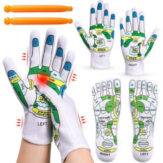 Lot de chaussettes et gants de réflexologie avec stylo d'acupression 1